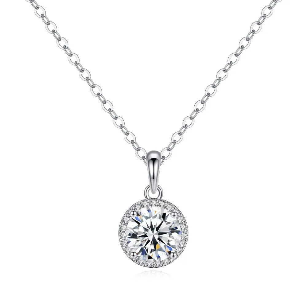 1 CT. Halo Round Pendant Diamond Necklace