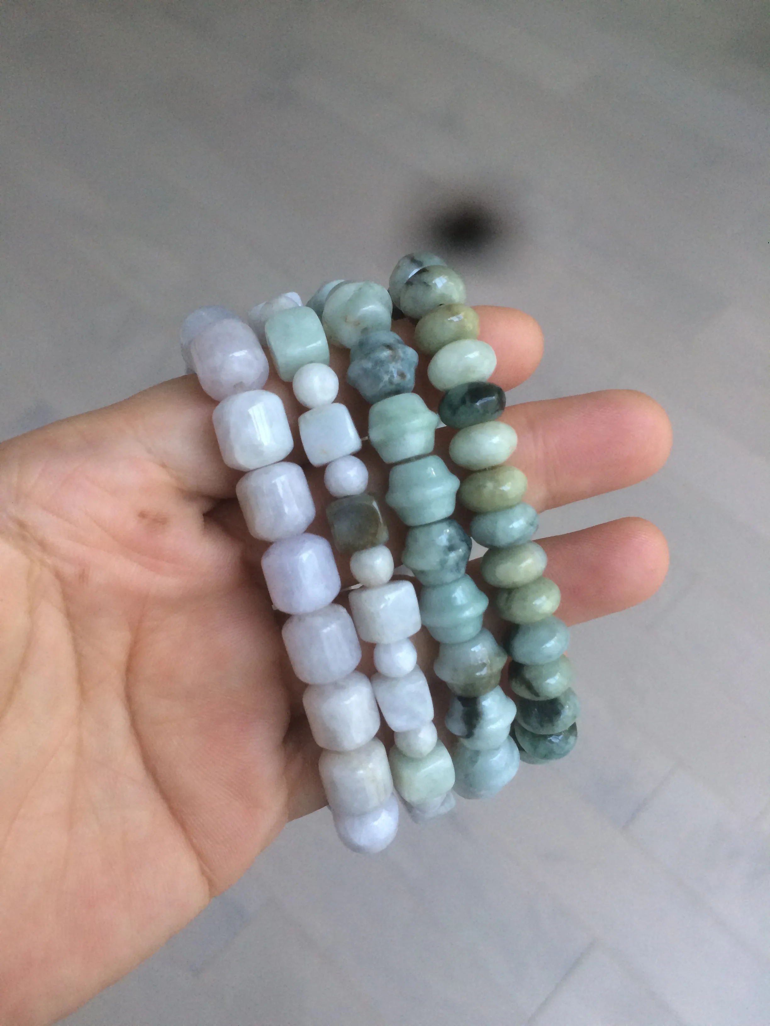 100% natural type A  green/purple/brown jadeite jade beads bracelet S70