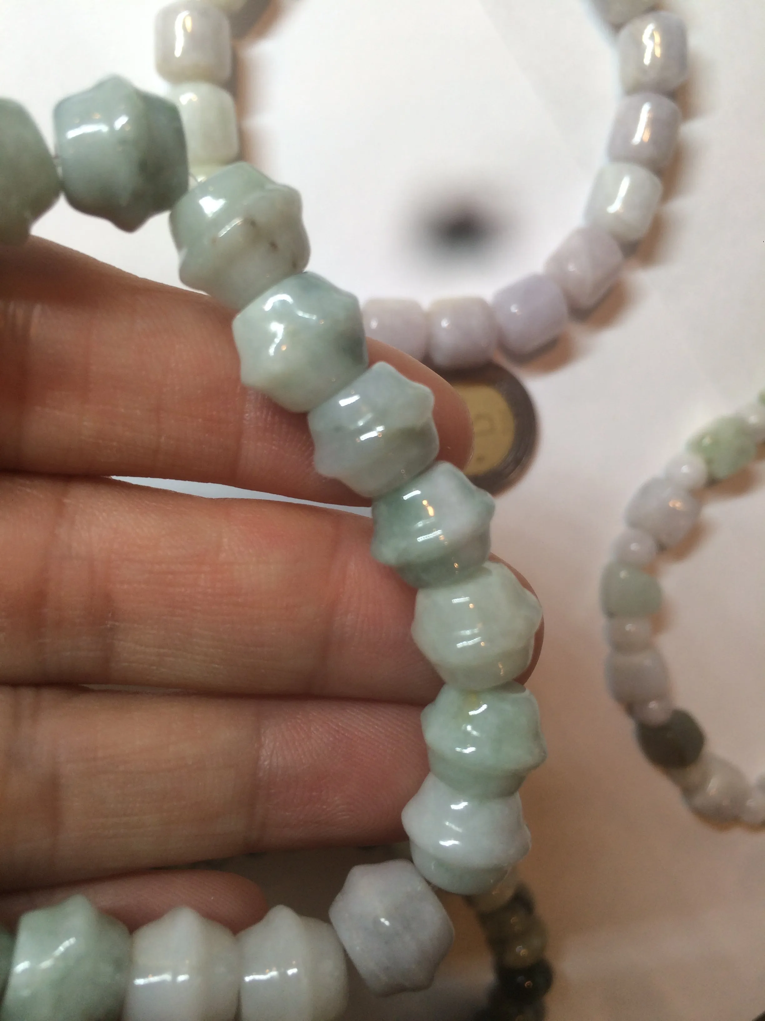 100% natural type A  green/purple/brown jadeite jade beads bracelet S70