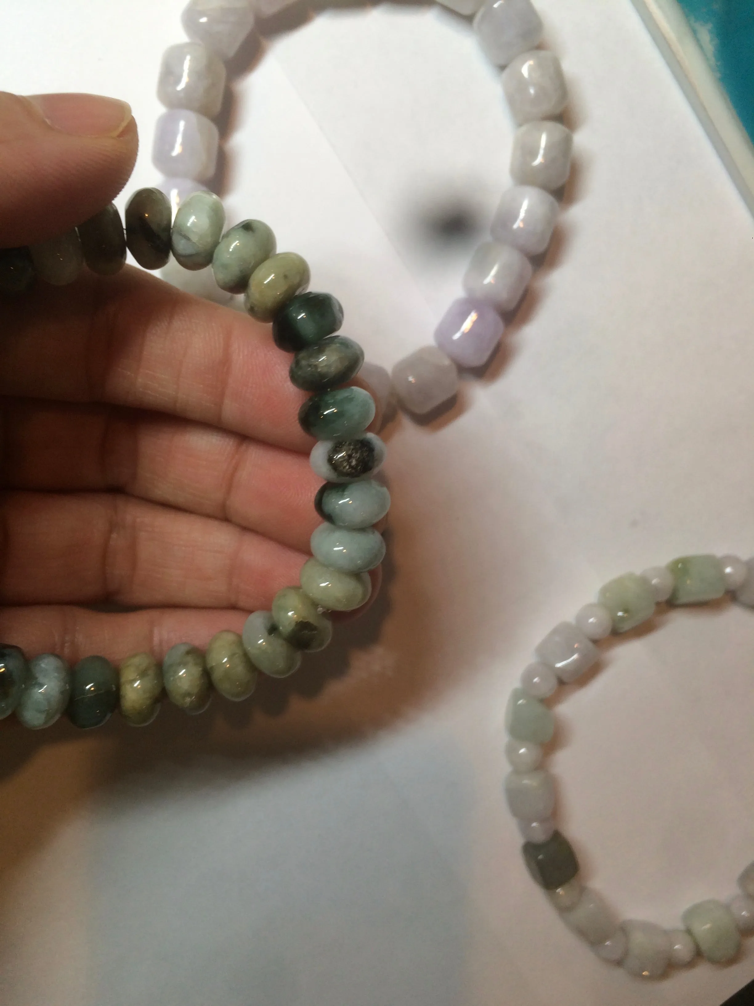 100% natural type A  green/purple/brown jadeite jade beads bracelet S70