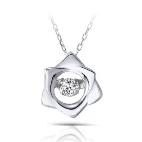 14k White Gold Dancing Moissanite Necklace 0.11ct