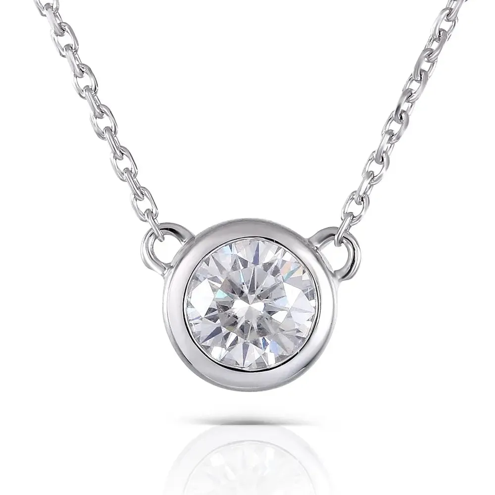 14k White Gold Moissanite Necklace 0.5ct