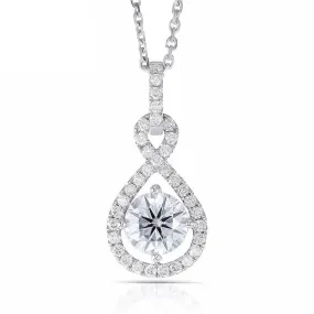 14k White Gold Moissanite Necklace / Pendant 1ct Center Stone