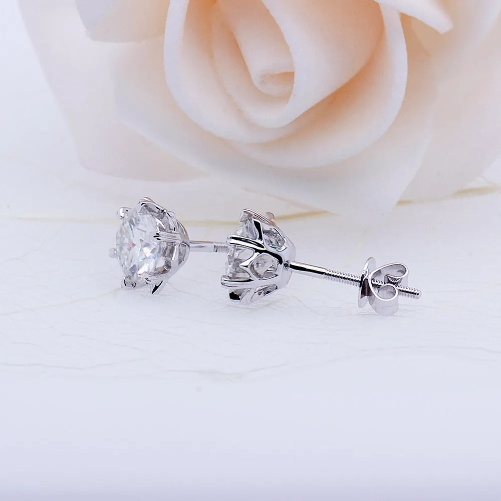 14k White Gold Moissanite Stud Earrings 2ctw