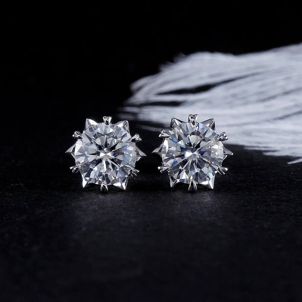 14k White Gold Moissanite Stud Earrings 2ctw