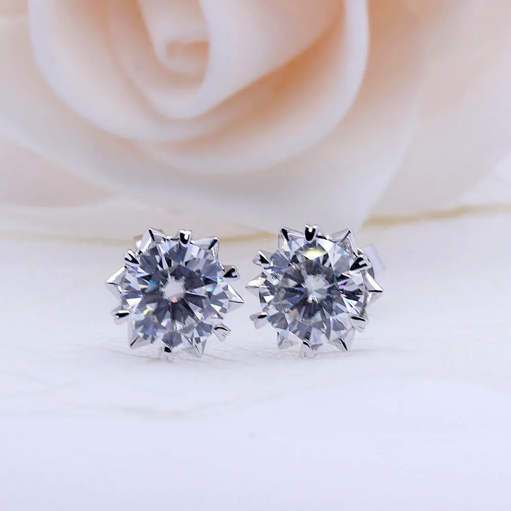 14k White Gold Moissanite Stud Earrings 2ctw