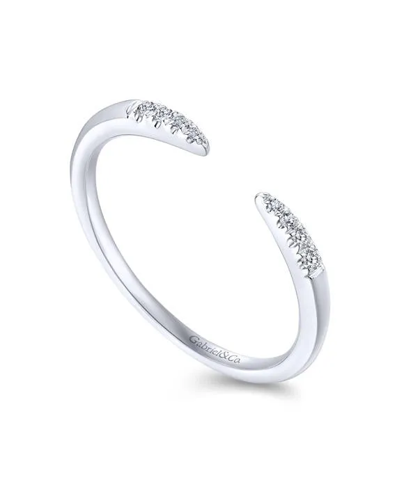 14K White Gold Open Diamond Tipped Stackable Ring