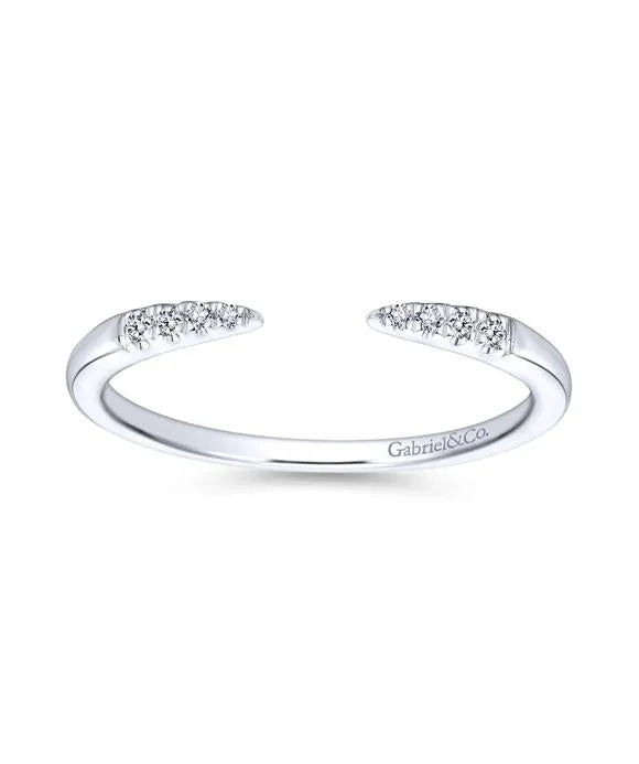 14K White Gold Open Diamond Tipped Stackable Ring