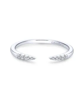 14K White Gold Open Diamond Tipped Stackable Ring