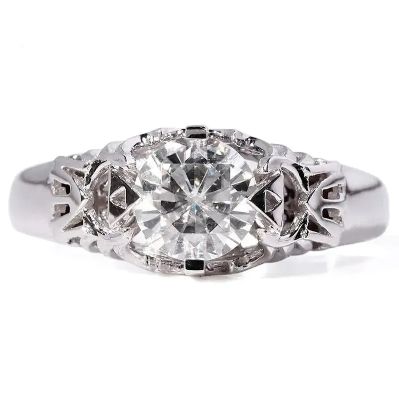 14k White Gold Unique Triforce Moissanite Ring 1ct