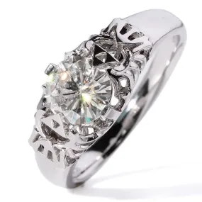 14k White Gold Unique Triforce Moissanite Ring 1ct