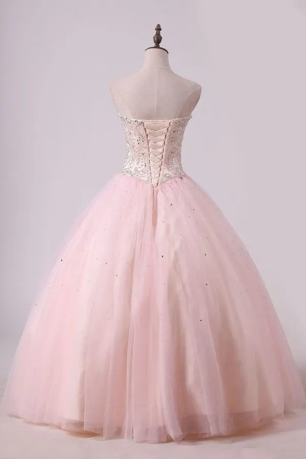 2024 Ball Gown Tulle With Beading Floor Length Quinceanera PX6J4D27