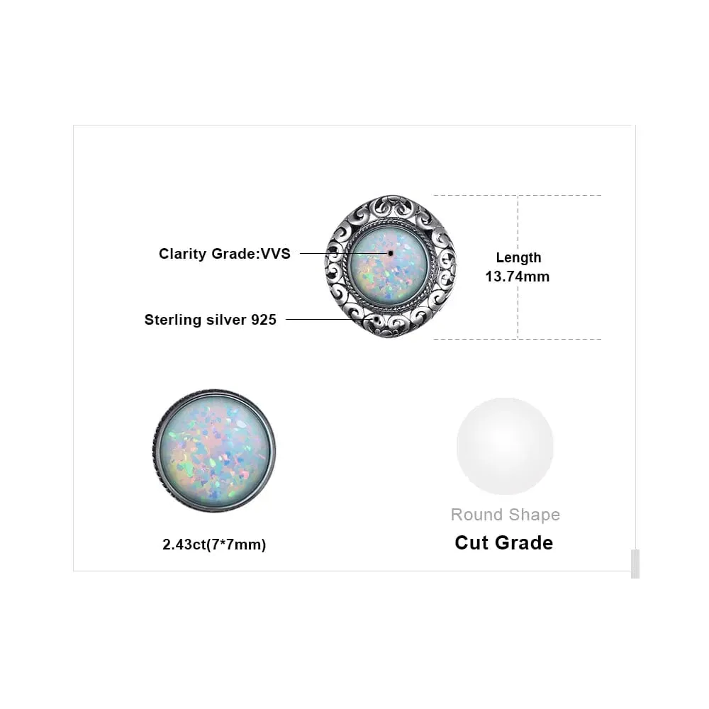 2.5ct Cabochon Opal 925 Sterling Silver Stud Earrings