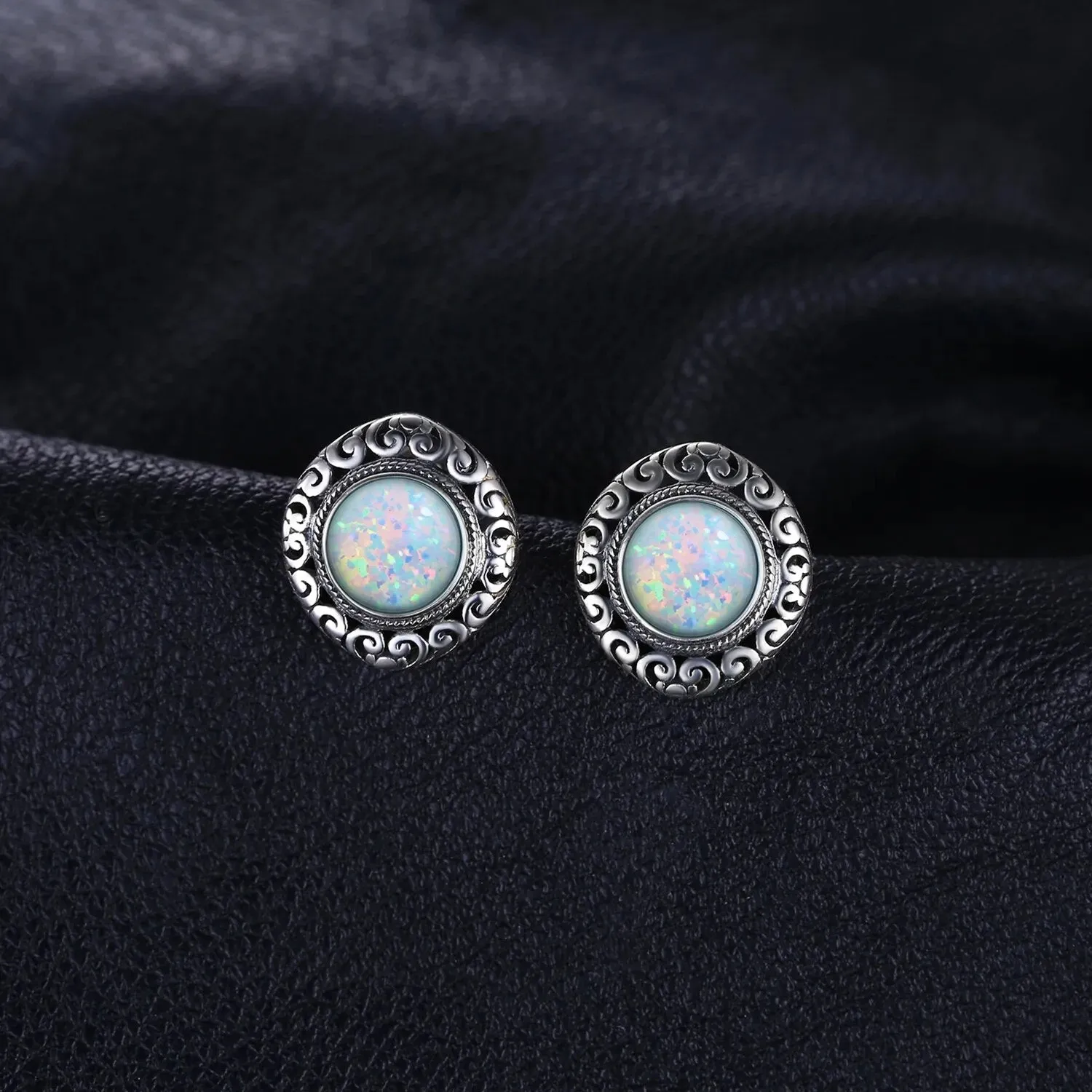 2.5ct Cabochon Opal 925 Sterling Silver Stud Earrings