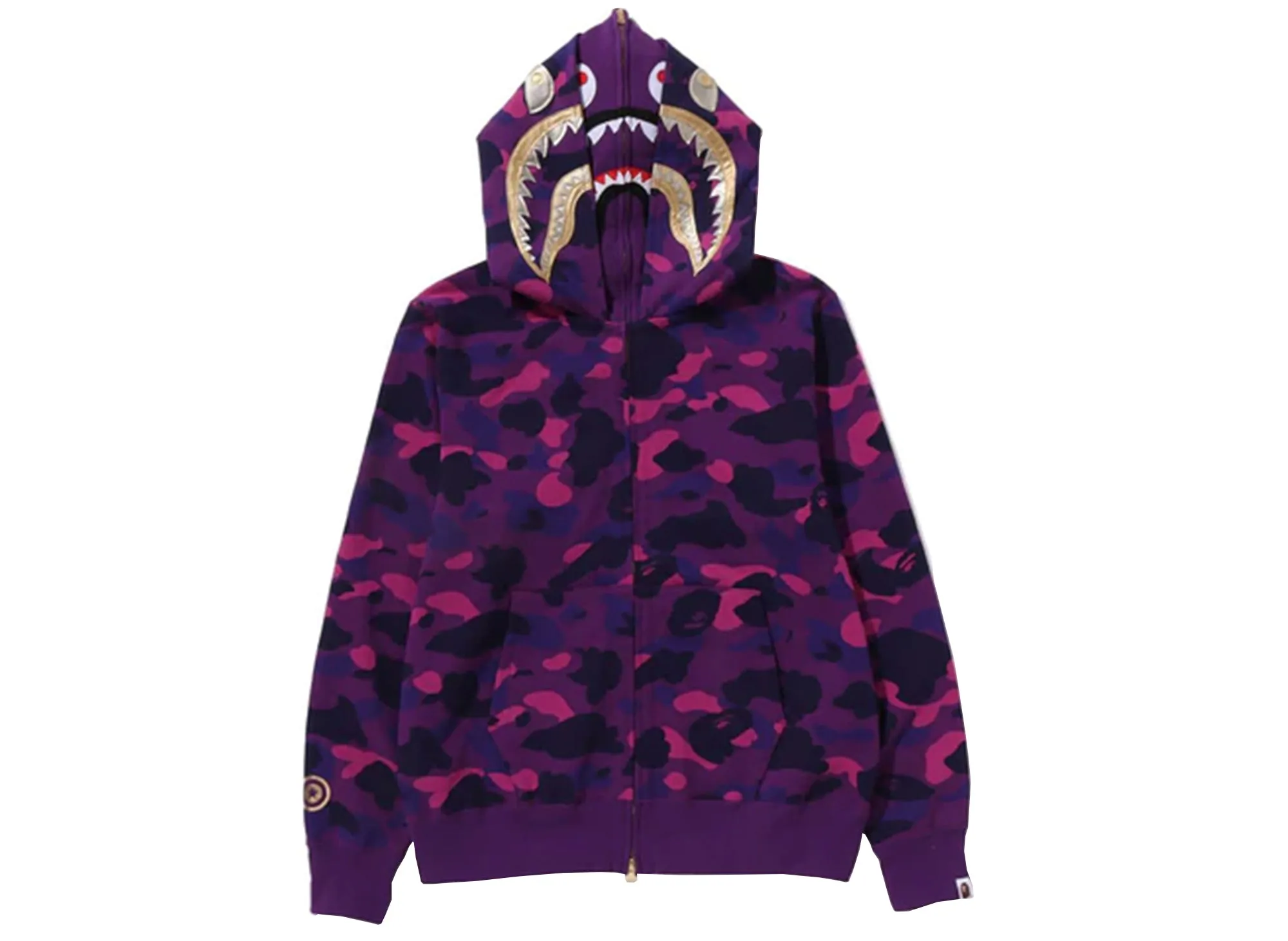 A Bathing Ape Color Camo Double Shark Full Zip Hoodie in Purple xld