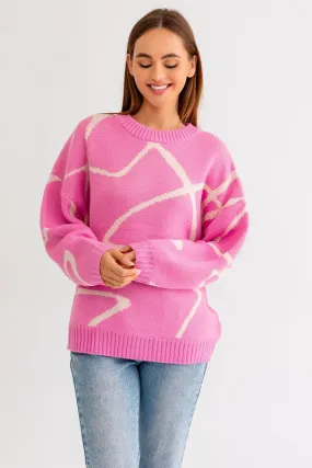 Abstract Pattern Oversized Sweater Top