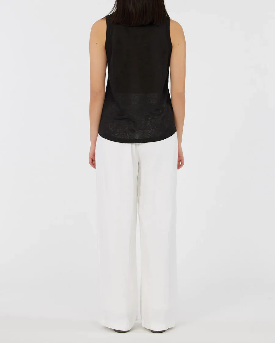 Aceline Linen Jersey Tank (Black)