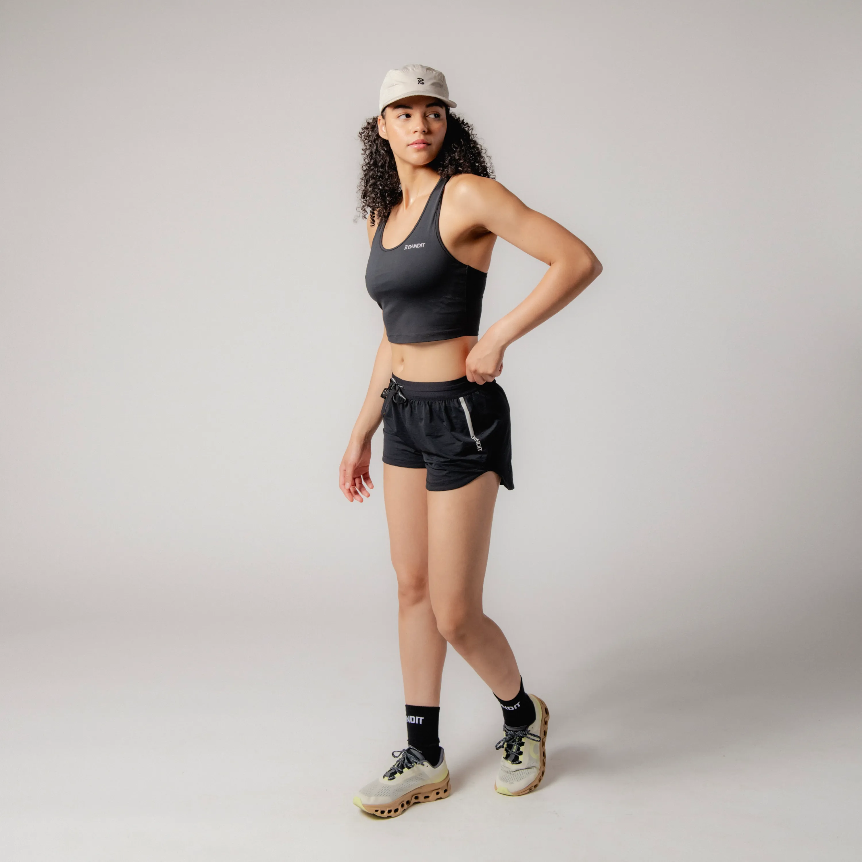 Airware™ Crop Singlet w/ Built in Bra - Black