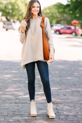 Always Fun Taupe Brown Brushed Knit Tunic