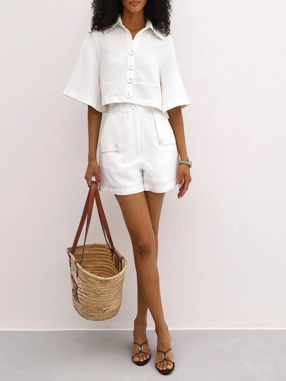 Antalya Button Detail Day Shorts | White