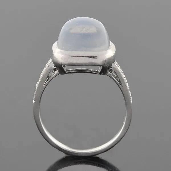 Art Deco 14k Moonstone & Diamond Ring