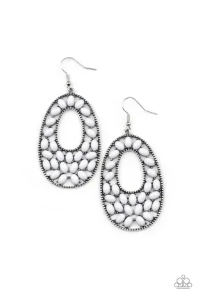 Beaded Shores - White Earring