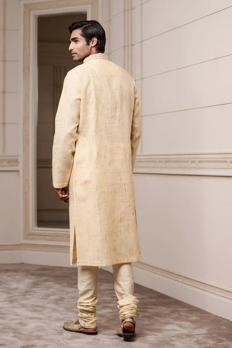 Beige Cotton Slub Kurta Set