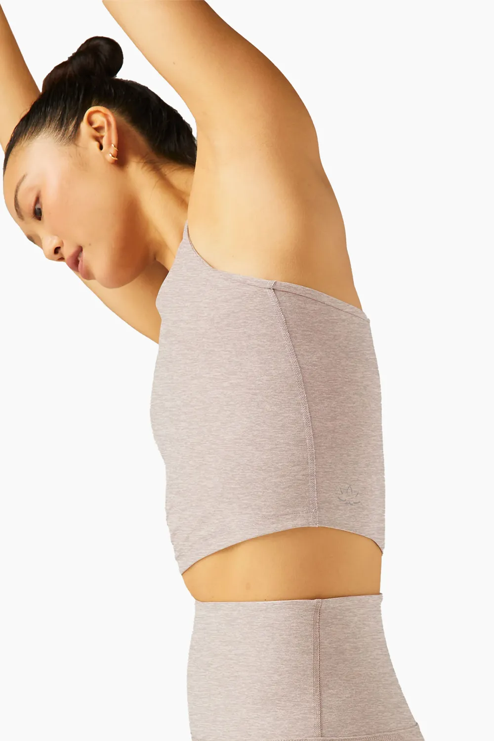 Beyond Yoga Spacedye Focus Cropped Tank in Chai