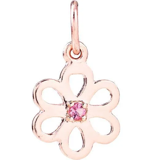 Birthstone Flower Charm With Pink Tourmaline