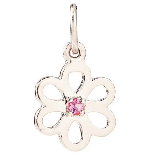 Birthstone Flower Charm With Pink Tourmaline