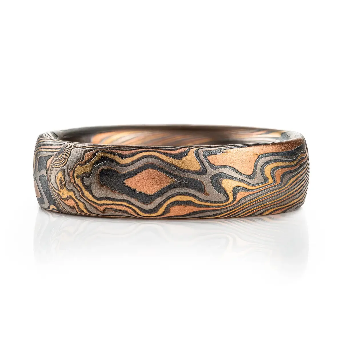 Black and White Diamond Mokume Gane Twist Band