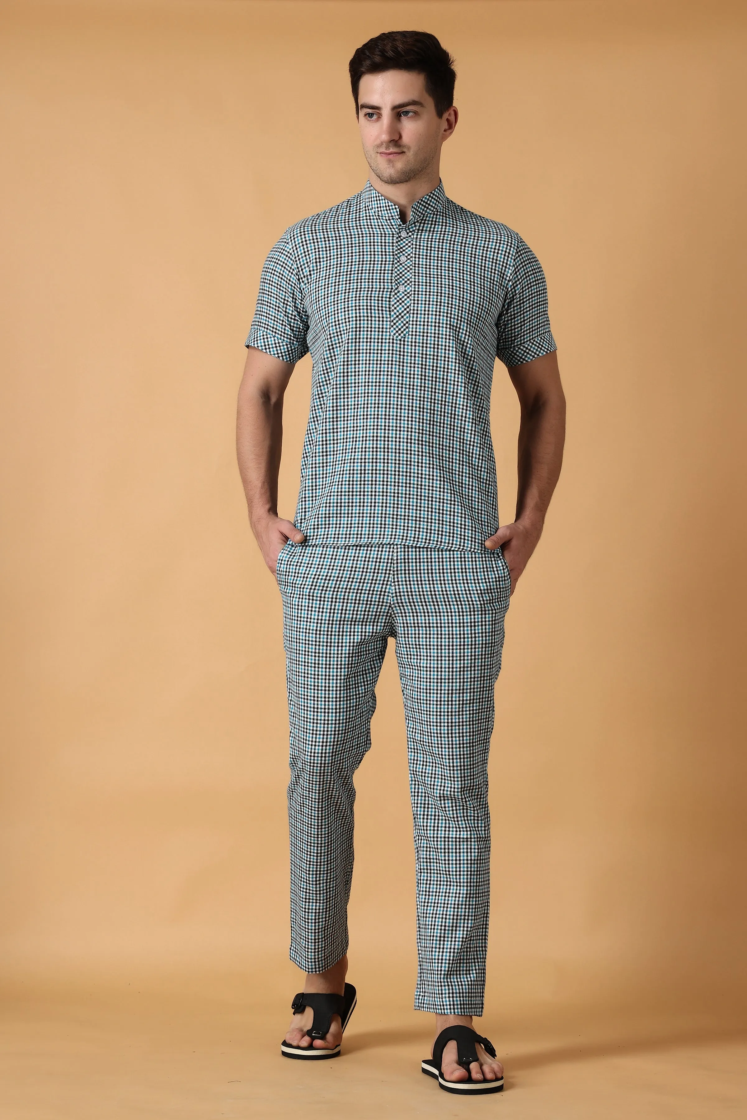 Blue Checked Lounge Wear Set