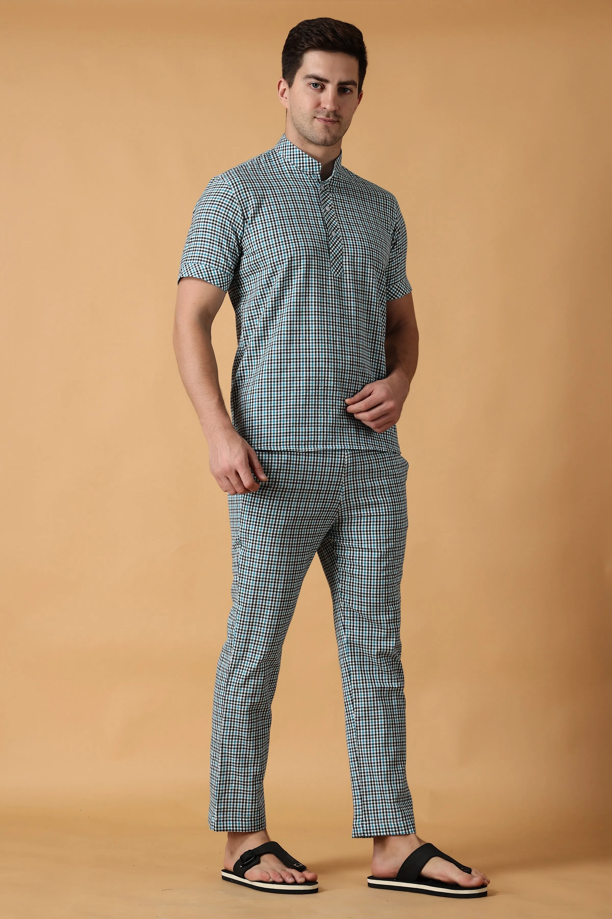 Blue Checked Lounge Wear Set