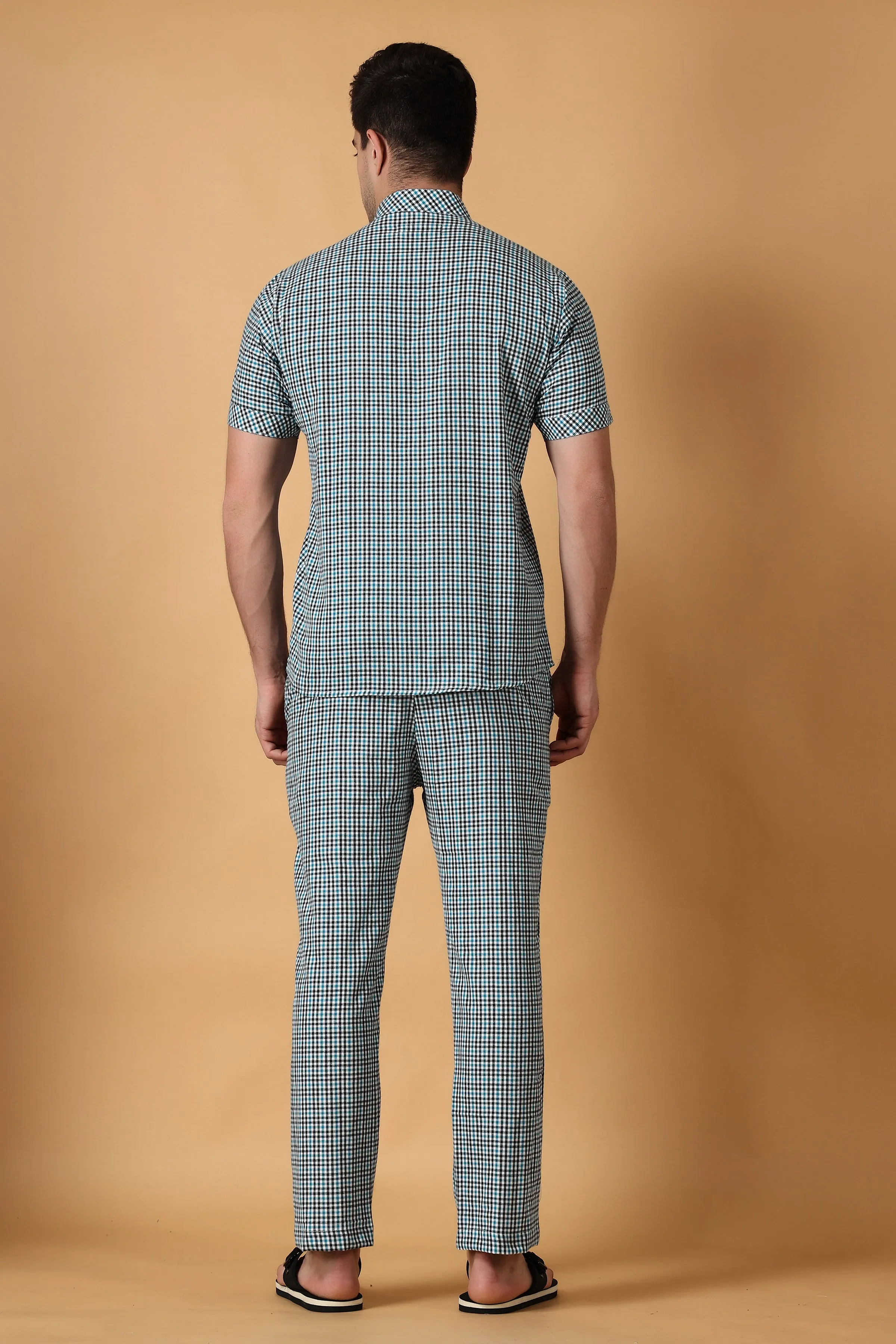 Blue Checked Lounge Wear Set