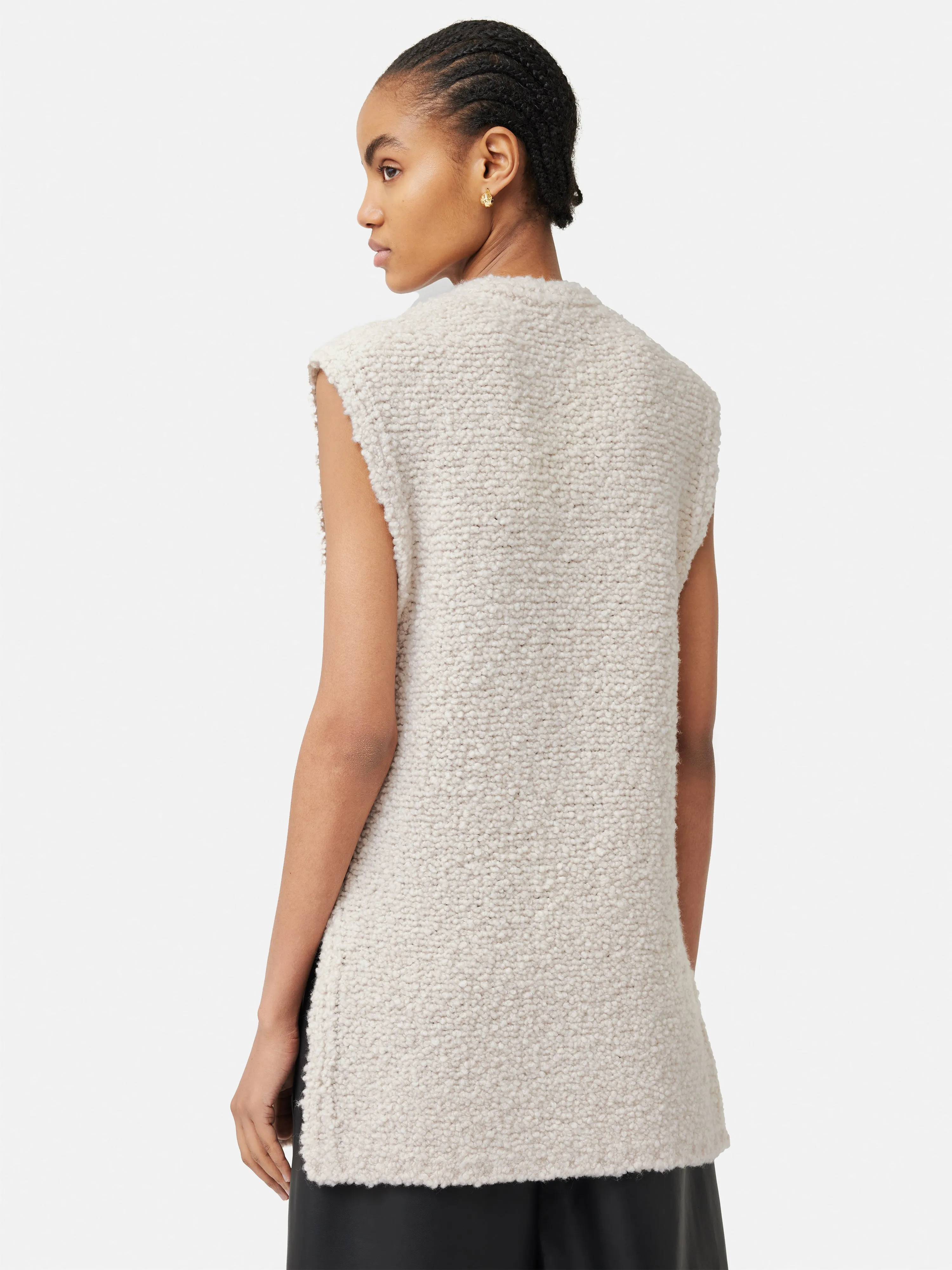 Boucle V Neck Tank Top | Cream