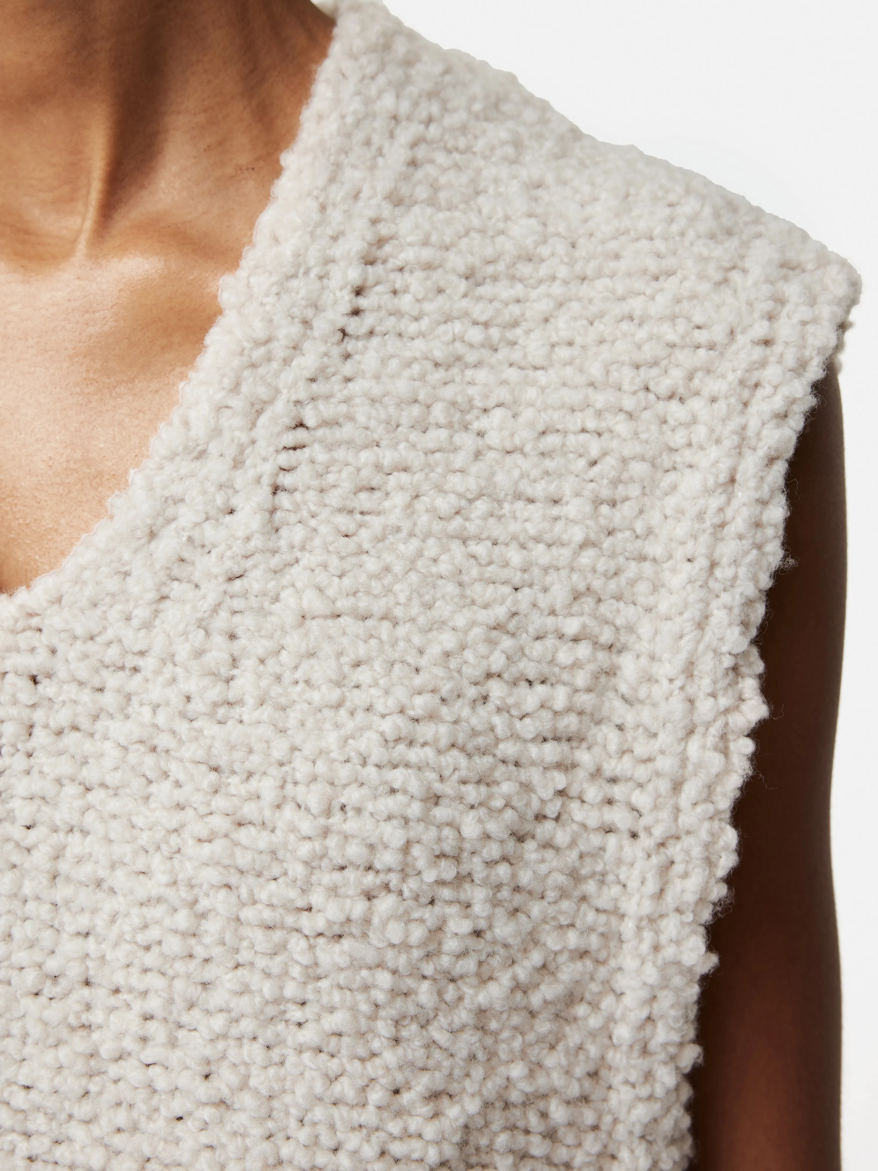 Boucle V Neck Tank Top | Cream