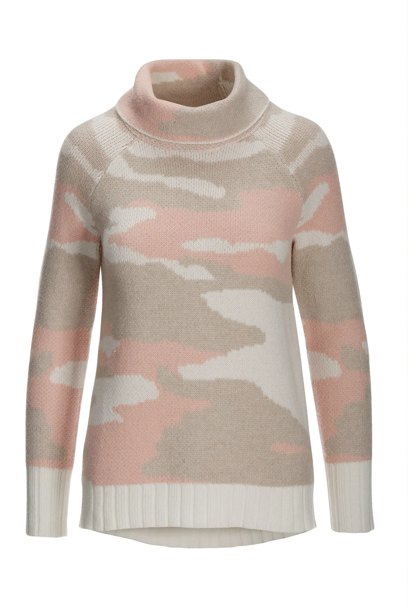 Camo Jacquard Tunic Sweater Blush Multi