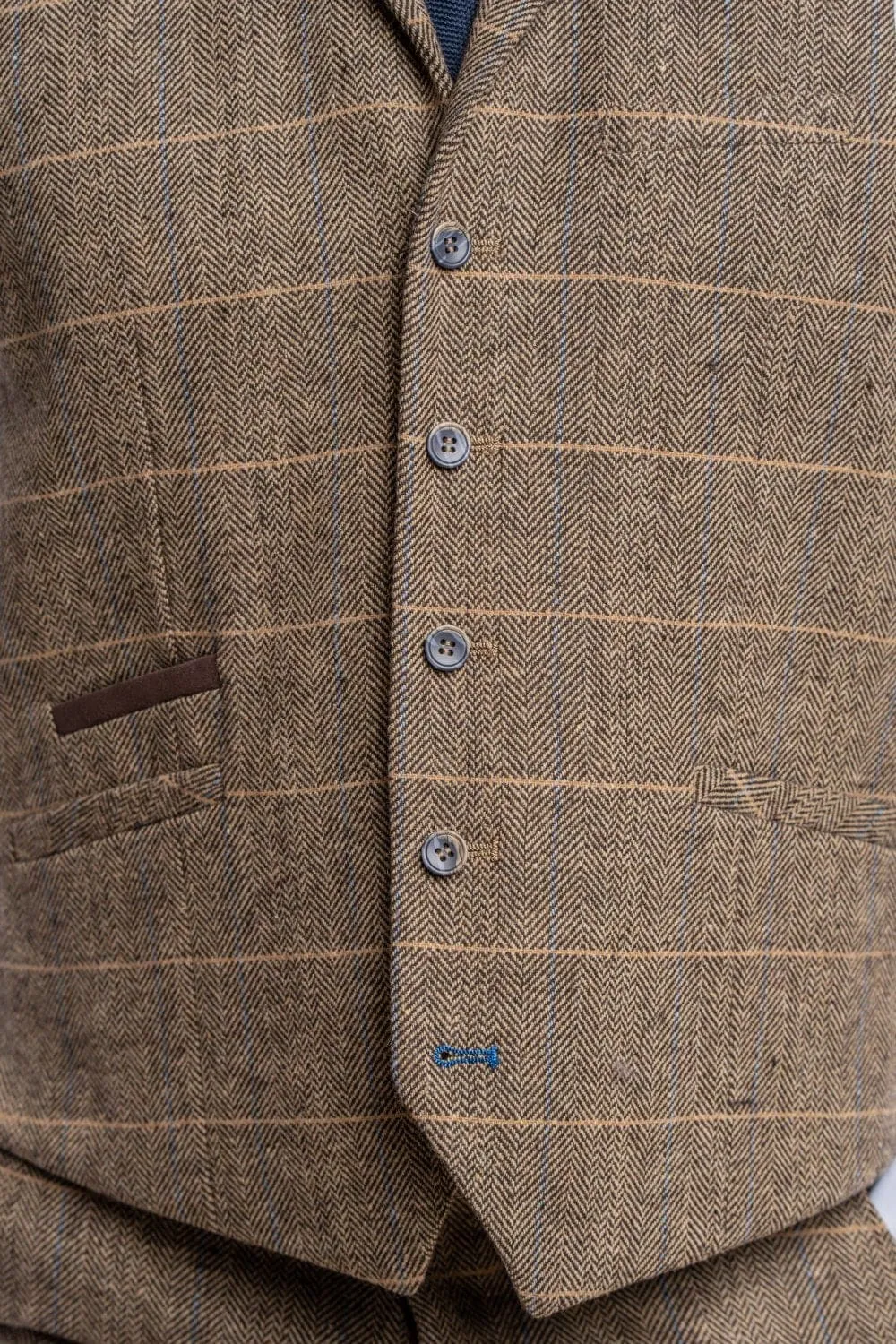 Cavani Albert Men's Brown Tweed Style Waistcoat