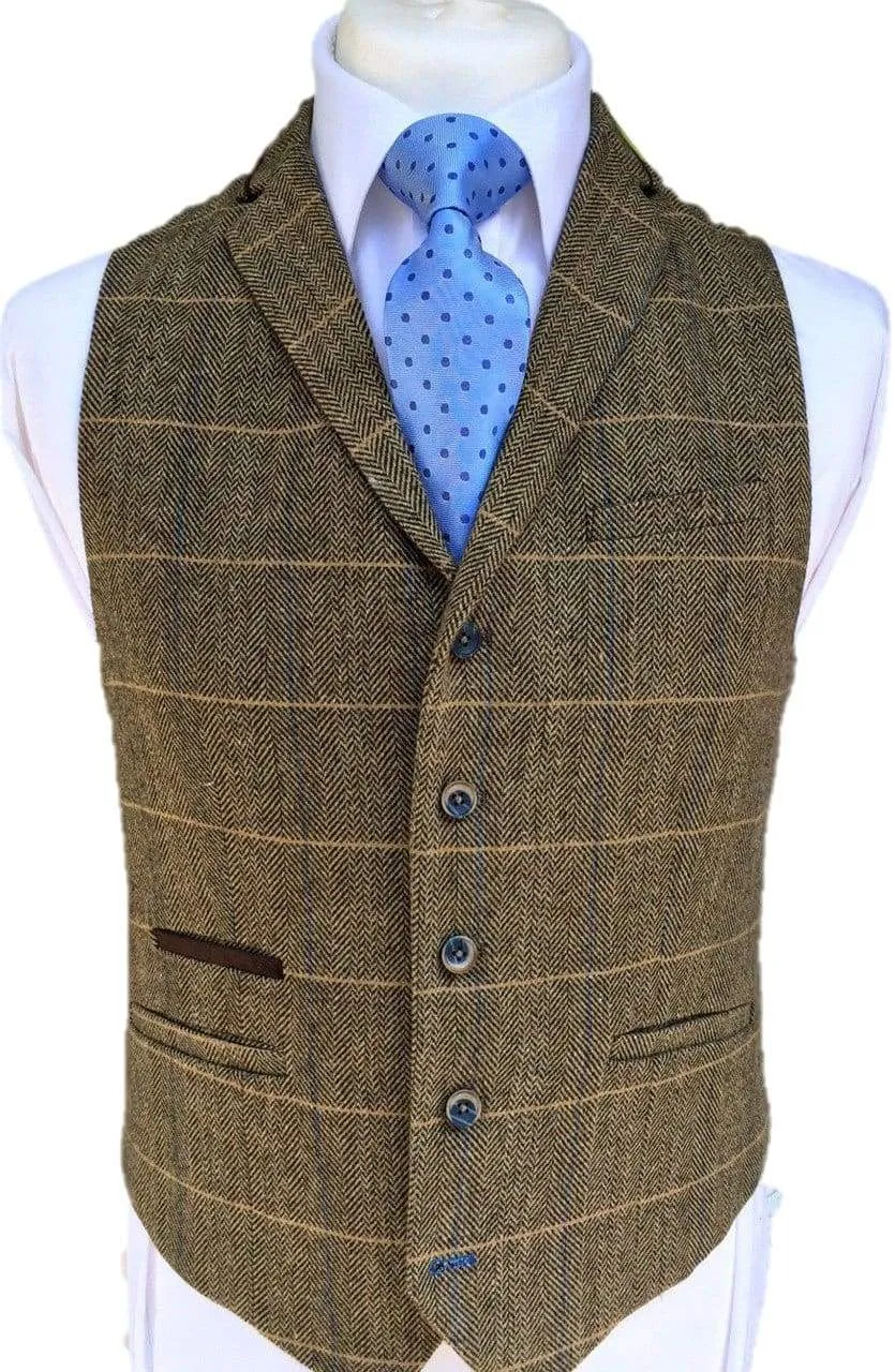 Cavani Albert Men's Brown Tweed Style Waistcoat