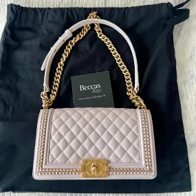 CHANEL Caviar Quilted Chain Around Medium Boy Flap Light purple