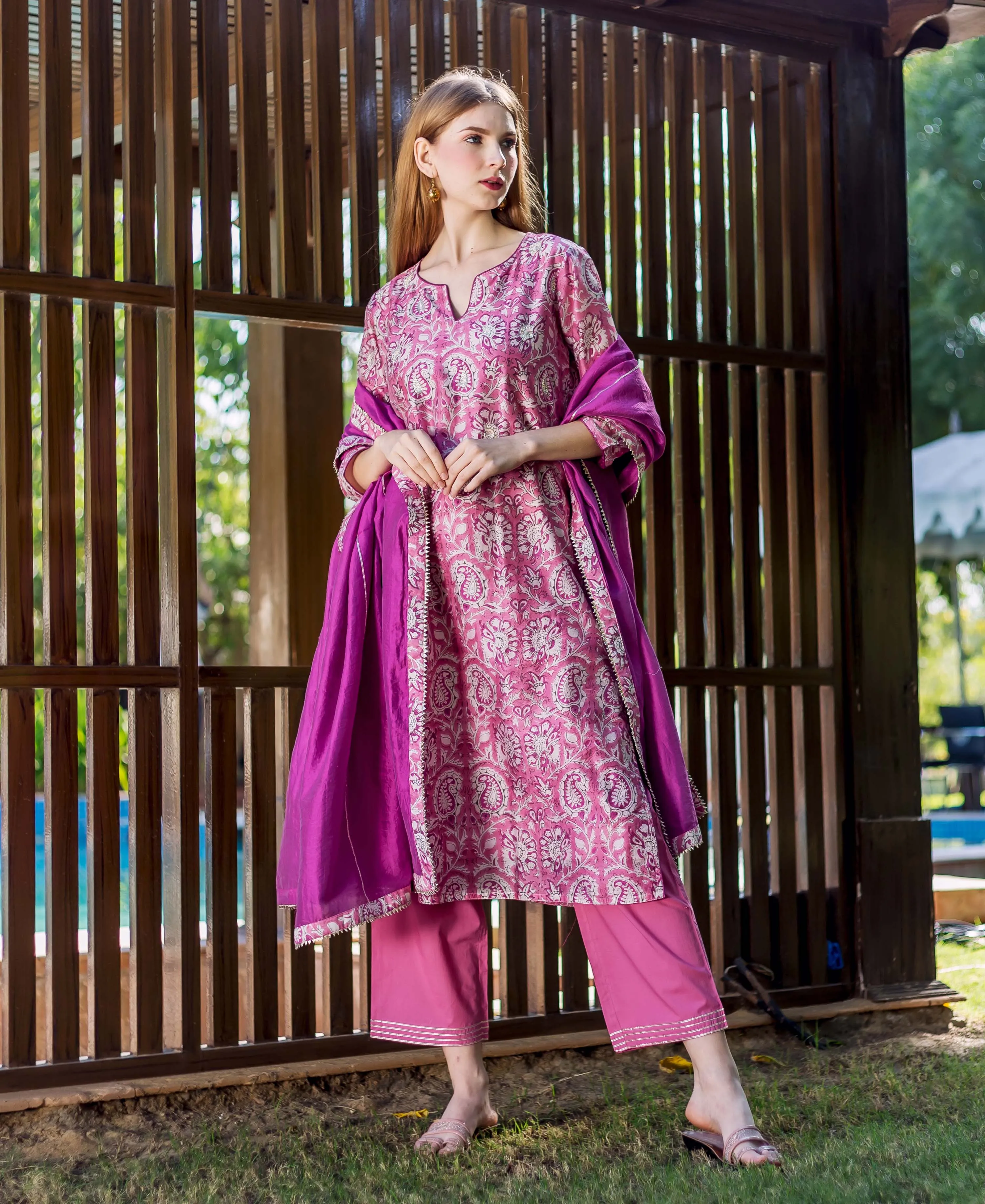 Chaturvi Block Printed Front Slit Kurta