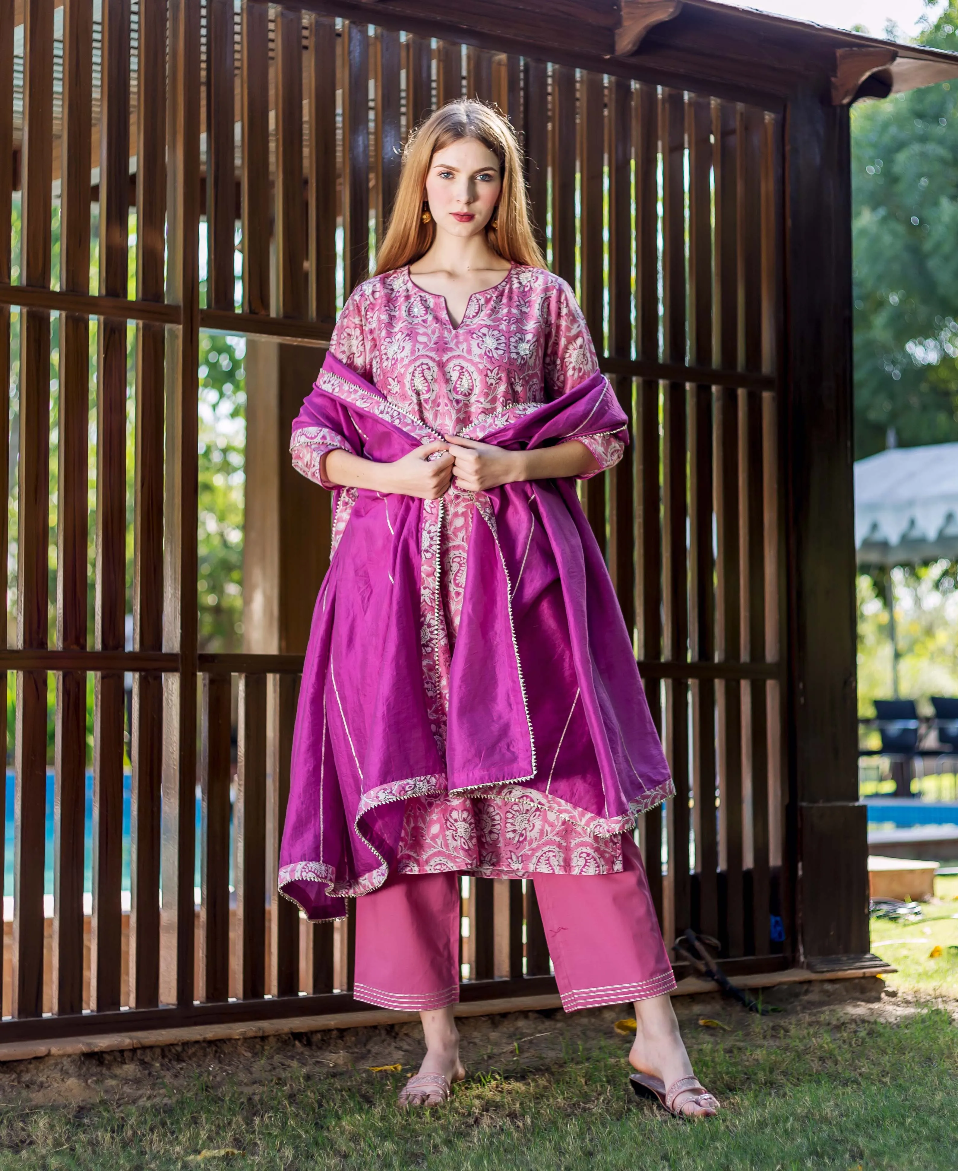 Chaturvi Block Printed Front Slit Kurta