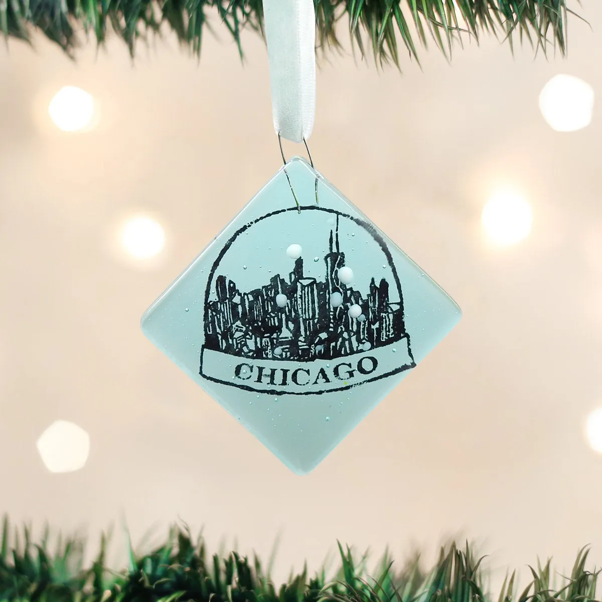 Chicago Snowglobe Glass Ornament