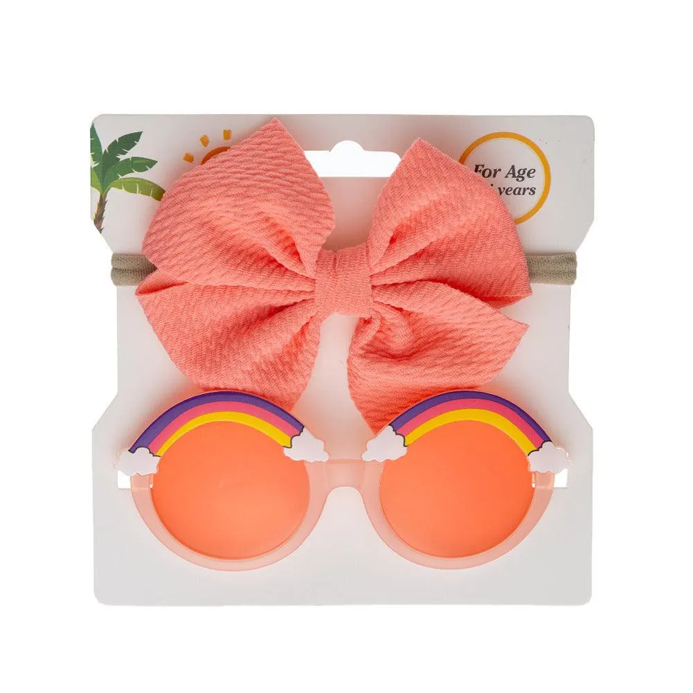 Children's Sun Lens Belt Suit Sunglasses Hair Belt Two-piece Set