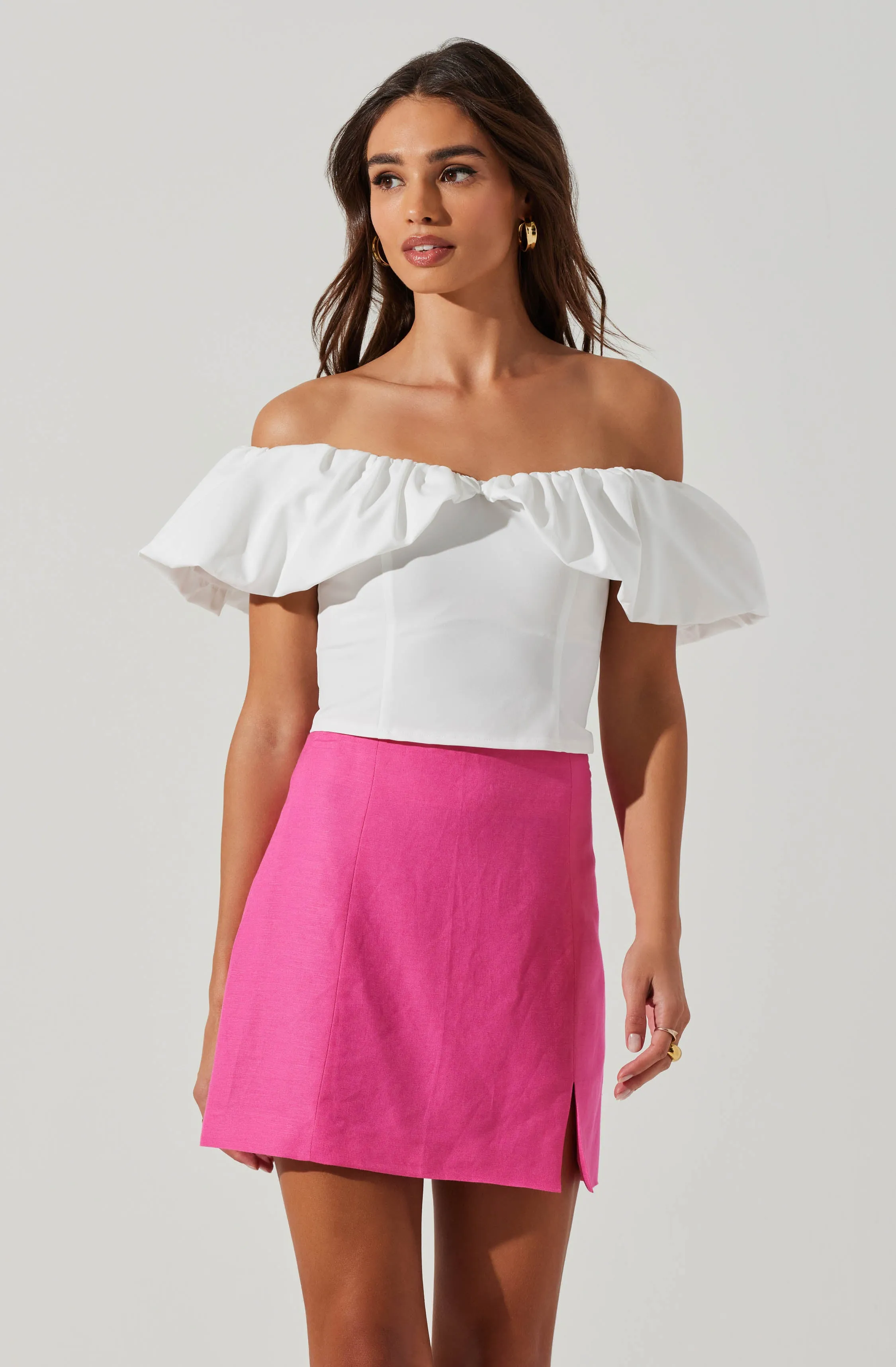 Claribelle Ruffle Hem Off Shoulder Top