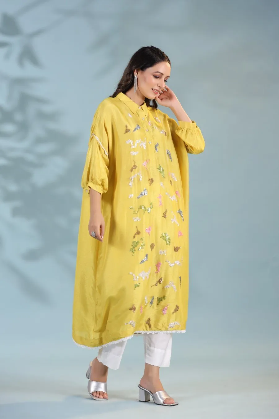 Corn Yellow Morish Silk Kurta with Pants