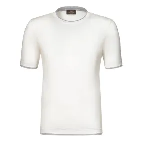 Cotton T-Shirt in Off White with a Grey Stripe