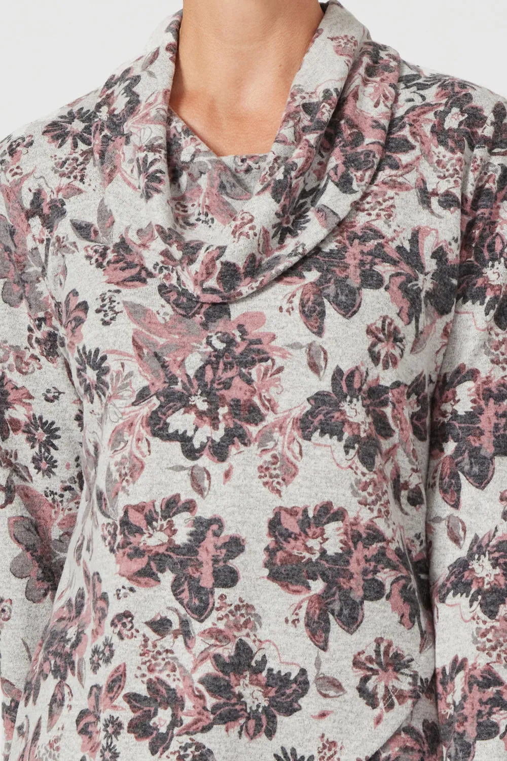 Cross Over All Over Print Floral Top