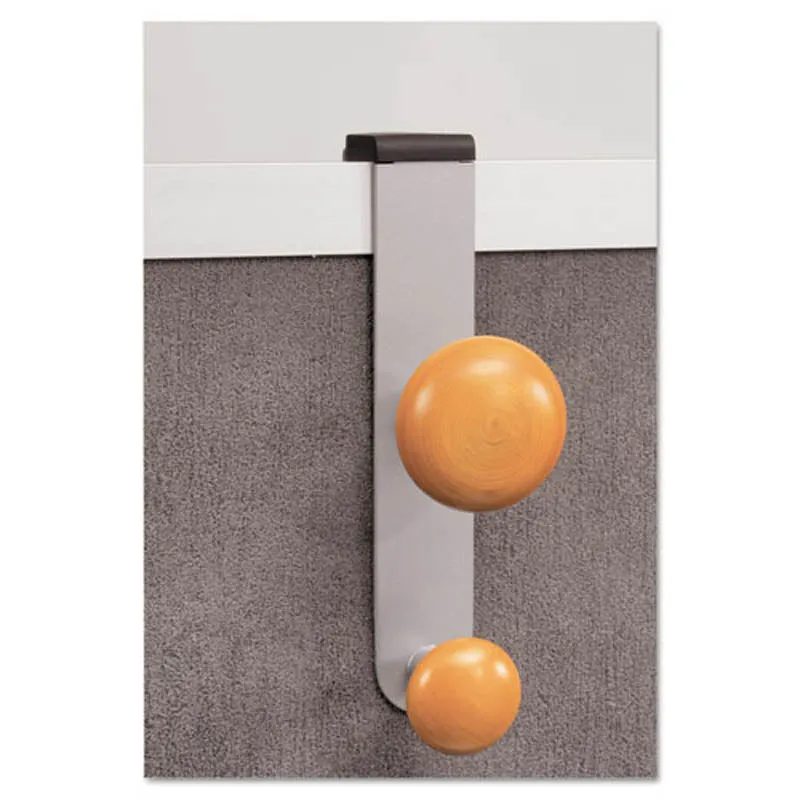 Cubicle Garment Peg, Gray w/Wood Accents