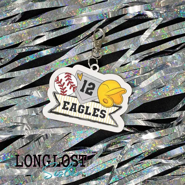 Custom Baseball Trio Keychain Bag Tag